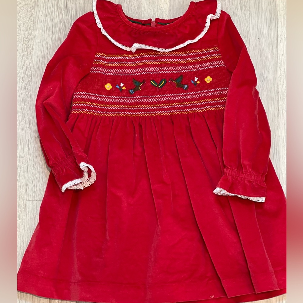 Crushed velvet red mini boden toddle long sleeve dress